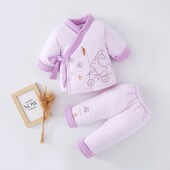 加厚婴儿棉袄套装 纯棉秋冬男女宝宝棉服卡通儿童R棉衣外穿保暖套