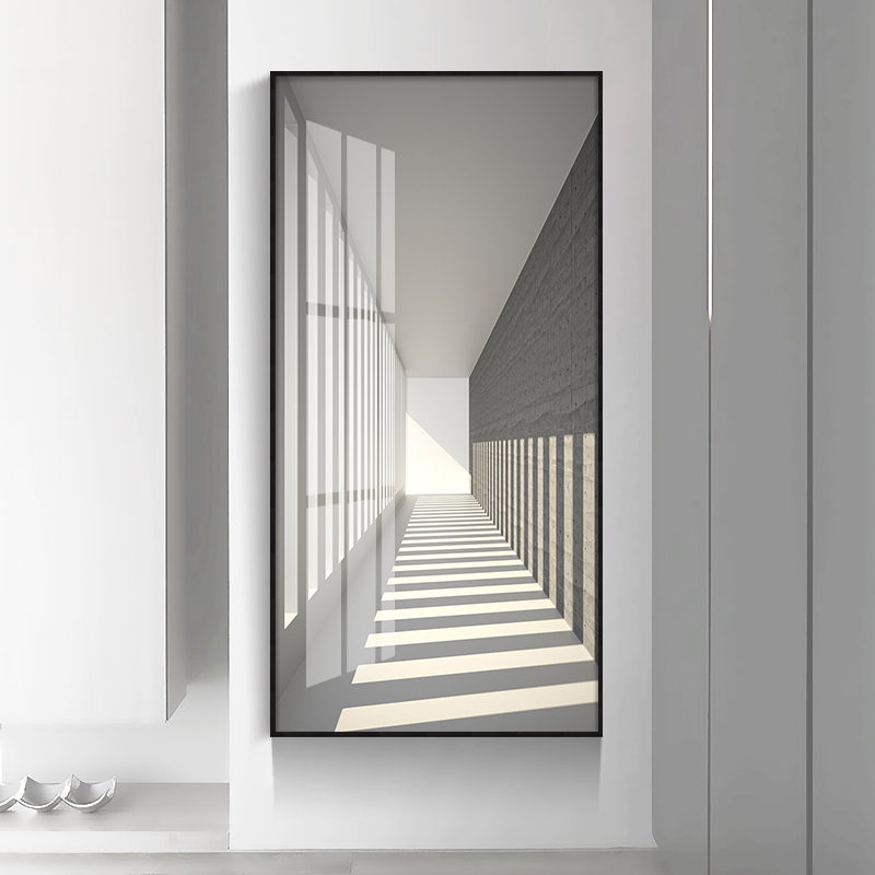 现代几何建筑装饰画客厅玄关走廊高级灰挂画后现代简约时尚摆放画图片