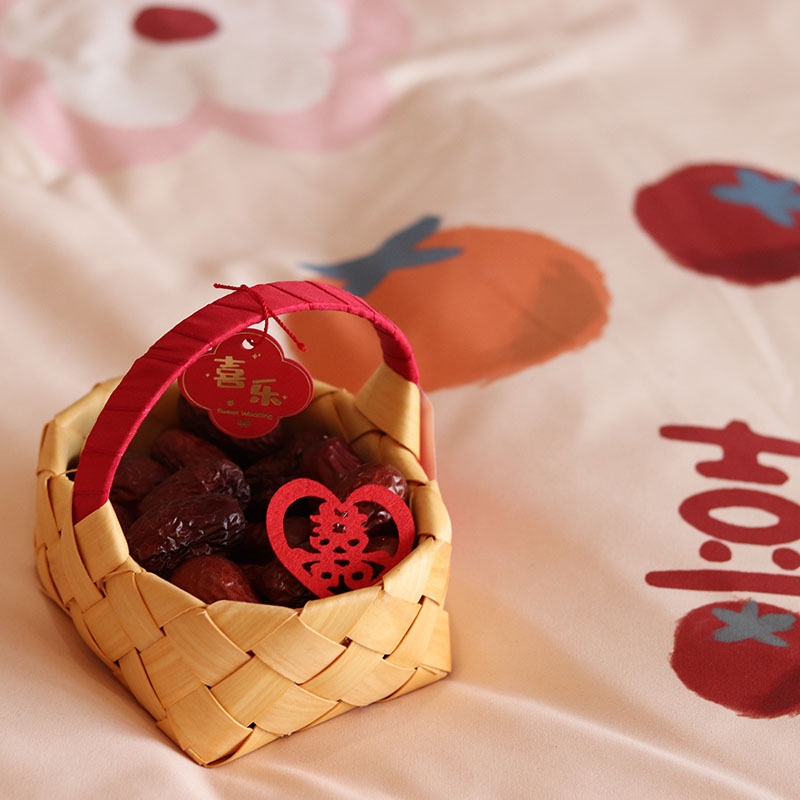 稻草兔兔结婚床上用品四件套婚庆红色婚房喜被床单被罩被套婚礼