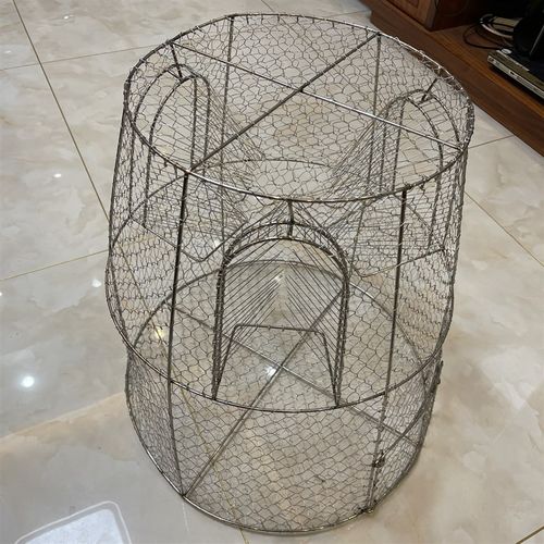 三驰渔具泥猛金鼓石斑不锈钢捕鱼笼三个倒须入口海水防锈钢丝编织