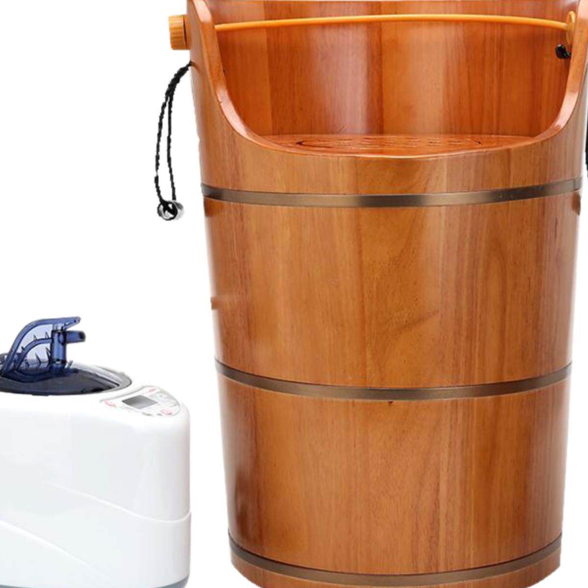 97洗脚木桶足浴橡木加热质家用泡桶盆熏蒸桶蒸汽高深脚桶泡脚桶