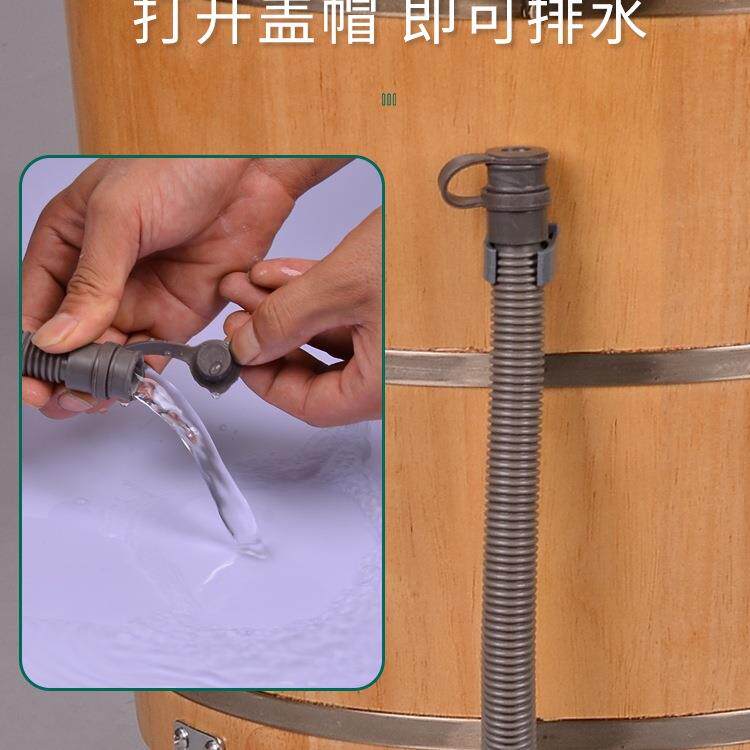 脚桶过小腿木桶带排木盆水洗脚足泡浴木橡340家用盆带轮子高深桶