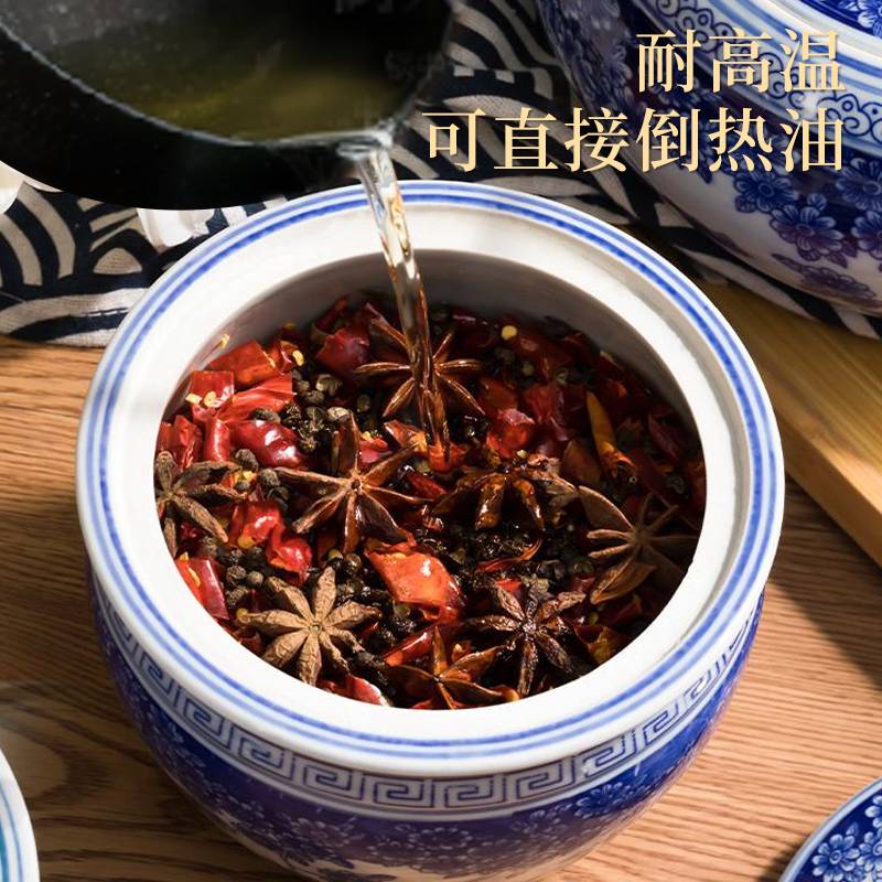 景德镇猪油罐家用带盖耐高温陶瓷中国风老式油罐子5斤土陶搪瓷盆