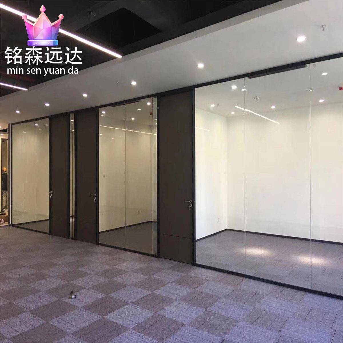 断办公单玻百叶钢室隔断墙写字隔楼单层玻璃带木门隔化玻璃百叶高