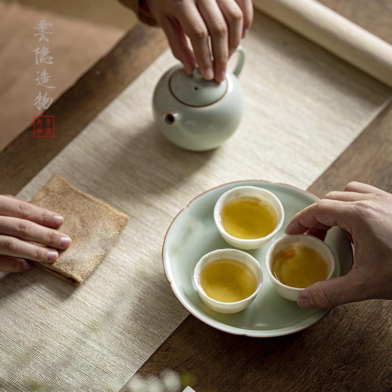家天青汝窑葵口壶承盖置套组壶汝瓷干泡托盘壶茶具配件2022-7-5用
