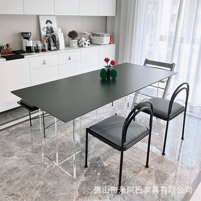 克亚力岩板餐桌小户型家用饭桌创MY881意悬台长方形浮岛极简德利