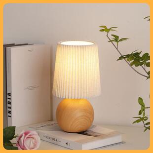 围?灯台卧室百褶复4563古陶瓷书房起夜夜灯温馨浪桌面装饰氛感床