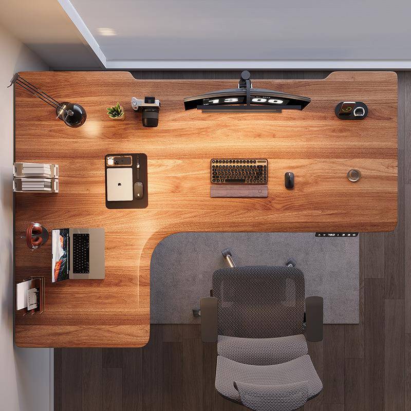 转角L智能电动升降桌家994办桌学习书用桌型工作台拐角升降公电脑