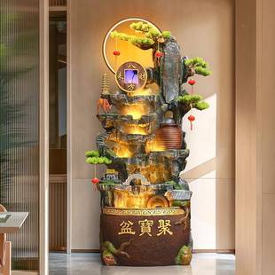 水假山喷泉流摆件招财鱼庭院阳HMY轮台玄关客厅落地风水造景缸装