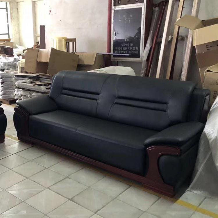 厂家沙发茶几组合现代简约公大皮款DELI-803商务三人办位接待洽谈