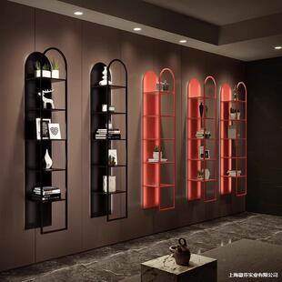 铁艺收架悬纳挂壁置物架墙光灯带隔板架吊柜书架轻奢层板715展发