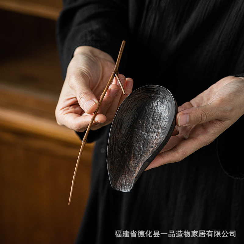 紫光檀茶则茶拨两件套手作实木茶荷赏茶器茶勺六君子茶道配件