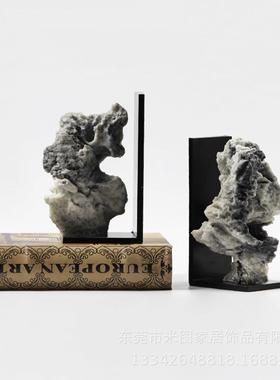 新假中式创意山件书挡书靠书立陶瓷摆办公室桌8106家居样板装房软