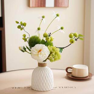 润饰野仿花真假花摆设客厅餐桌装品DVP插花摆件花艺装品饰假花摆