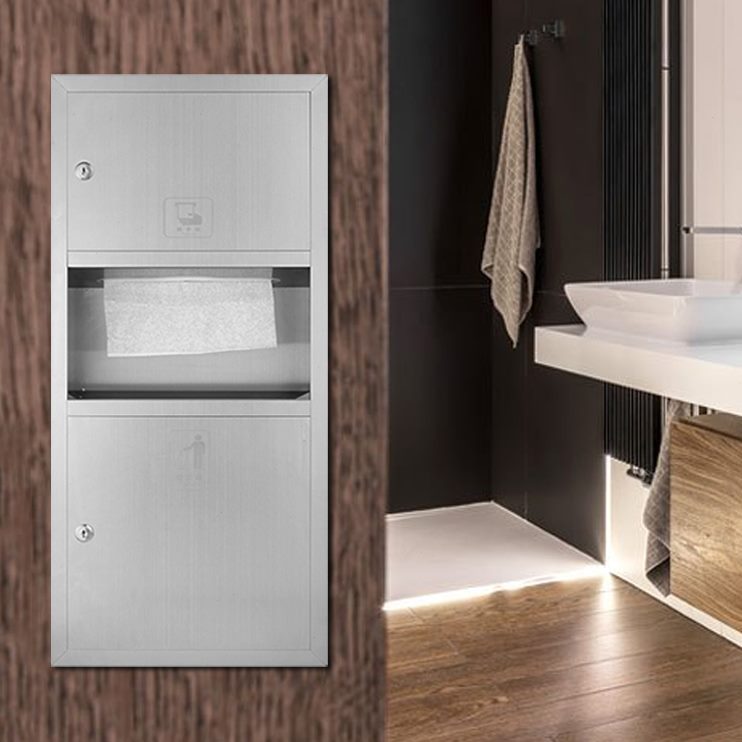 卫生间纸巾盒手纸不锈钢擦手纸盒带墙式厕纸盒箱垃圾桶嵌入二合一