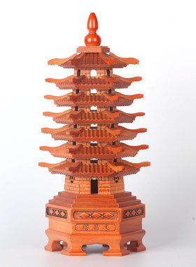 七层桃木文昌塔实木p雕刻工艺品7层文昌塔孩子书房书桌卧室摆件