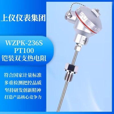 上仪仪表铠装热电阻WZPK-236/238温度传感器PT100 6T/8 L=450mm