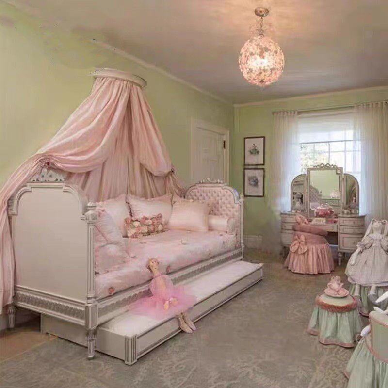 欧式雕花实木沙发床推拉高低床美式卧室儿童床单人床上下母子床