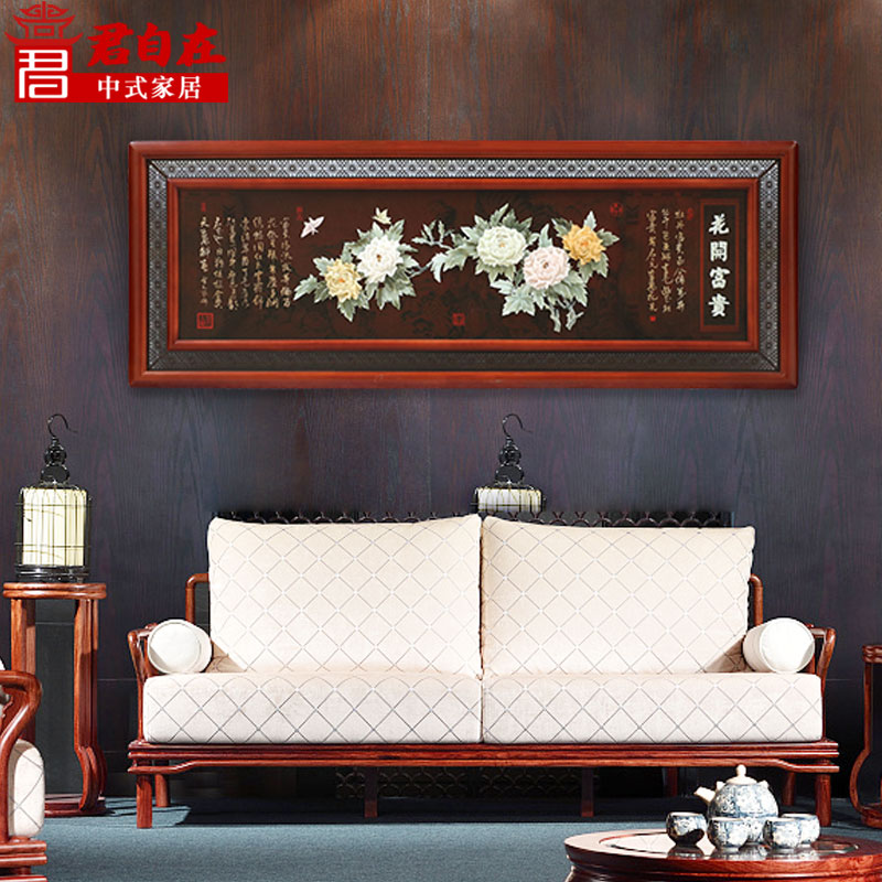 新中式装饰画客厅立体浮雕沙发背景墙装饰画客厅中国风床头壁画图片