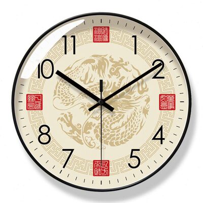 易普静音时钟挂钟石英钟龙36秒64客厅扫图简约拉时尚中国风钟表腾