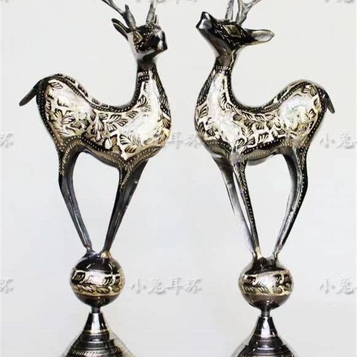 巴基斯坦a铜器精雕高官踩球鹿欧式居家玄关摆件节日礼物送朋友包