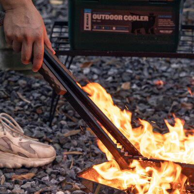 柯曼木炭夹子烧烤工具加强版焚火夹防烫手柄户外防滑捡垃圾夹工具