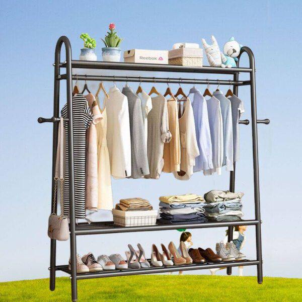 收纳架宿舍挂衣架衣杆架子简易衣物落地租房寝室挂衣服衣帽架卧室