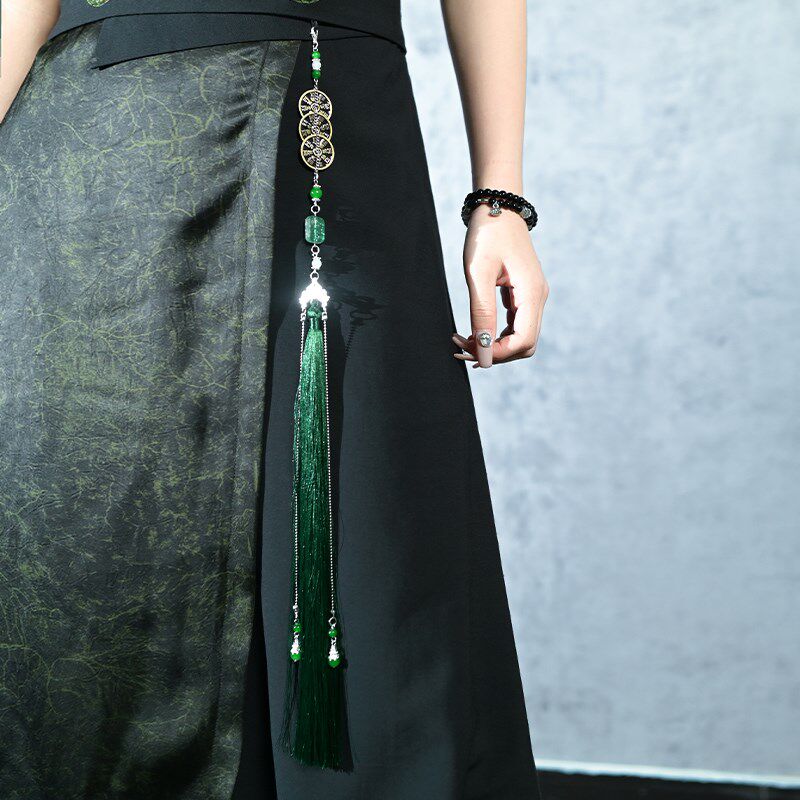 古怪舍山c风逐玉新中式流苏禁步腰佩挂饰山鬼花钱吊坠压襟配