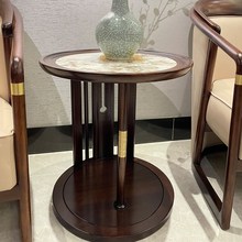 新中式实木小g圆几乌金木禅意客厅沙发边几角几阳台休闲圆形小茶