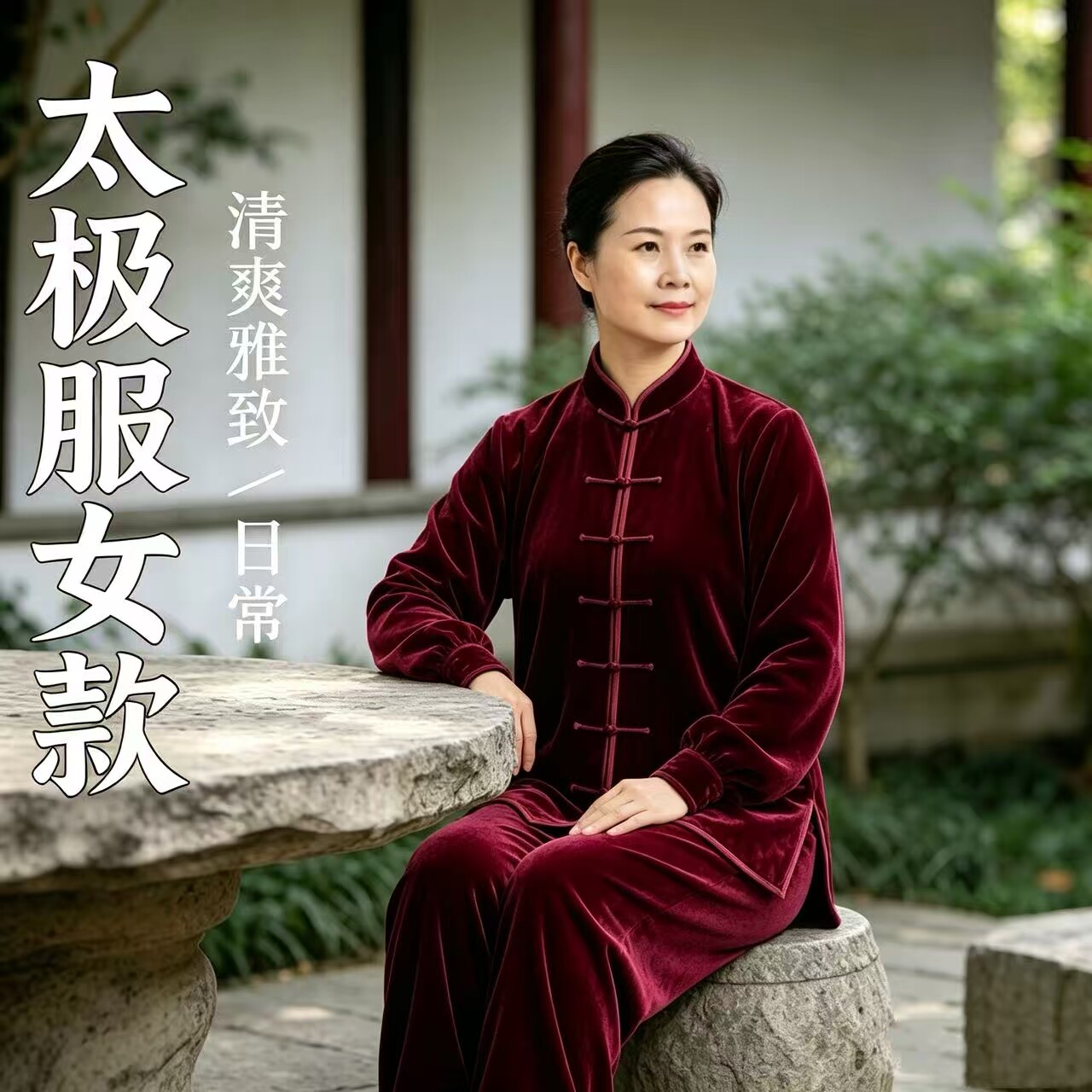 凤小曲金丝绒太极服女秋冬加绒加厚武术比赛练功表演服太极拳男