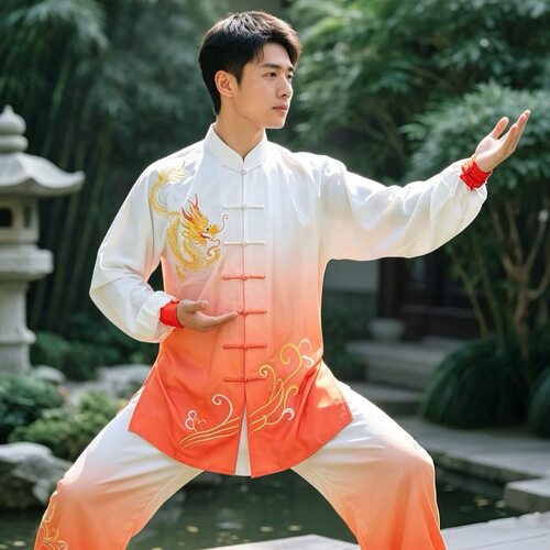渐变太极服女2026新款洋气八段锦练功服男款表演服武术服太极拳