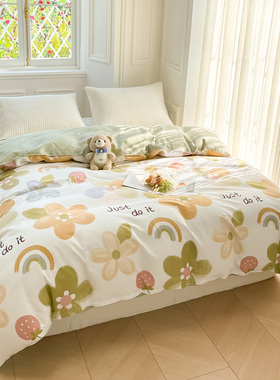 ins风纯棉被套单件100全棉被罩200X23K0双人被单学生单人床被子套