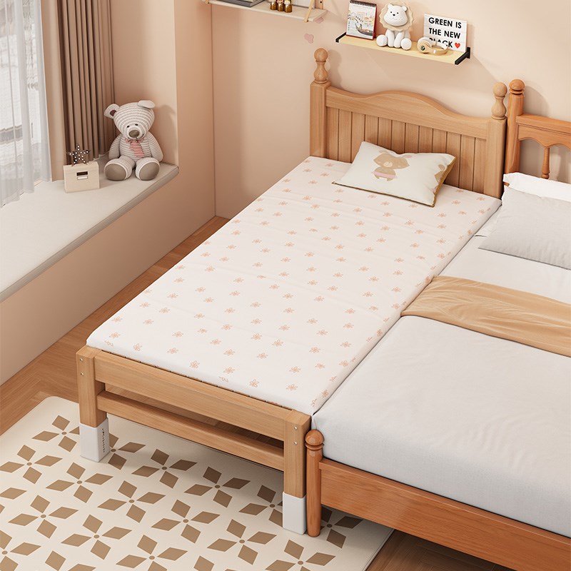 榉木拼接床婴儿加宽床边床大人可睡全实木带护栏宝宝儿童床实木