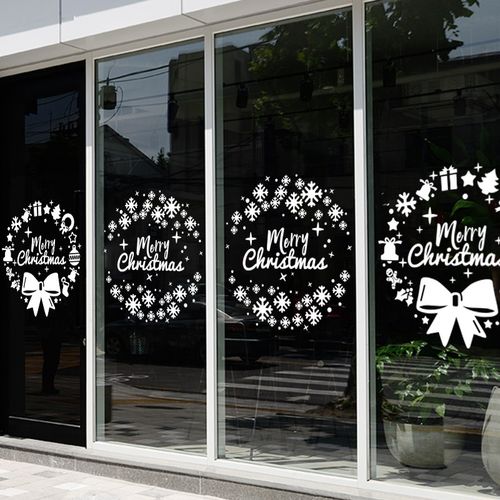 2025圣诞装饰窗花窗贴春节商场店铺橱窗玻璃贴门贴纸小图案墙贴画