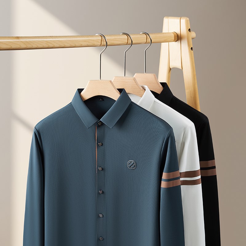 高品质纯色长袖衬衫胖人绅士商务法式宽松衬衣加肥加大码男士