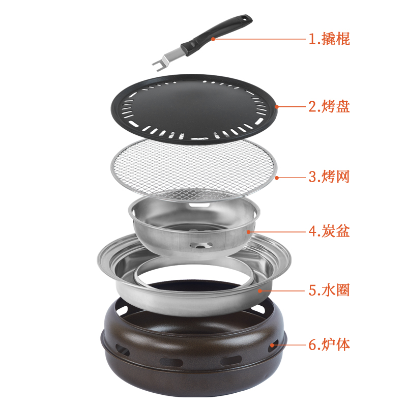 韩式碳烤炉家用室内无烟烤肉锅商用户外便携式木炭烧烤炉围炉煮茶