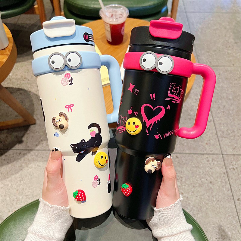 网红双饮冰霸杯女可爱大容量吸管保冷/保温杯