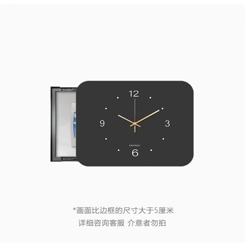 简约带钟表电表箱盒装饰画2025新款电闸盒遮挡挂画极简黑白壁画