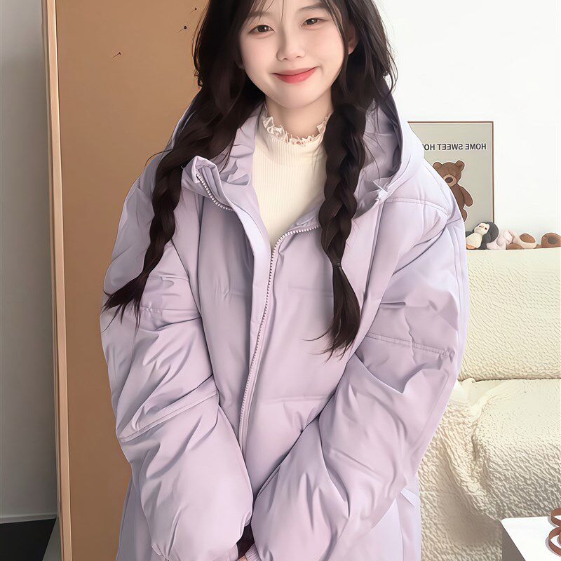 冬季棉服女中长款2025新款学生宽松棉H衣韩版加厚过膝保暖羽绒棉
