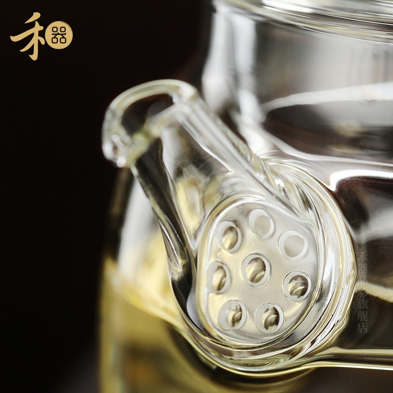 禾器皮球花言卿壶 耐高温玻璃小泡茶壶茶水分离 和器茶壶一人茶具