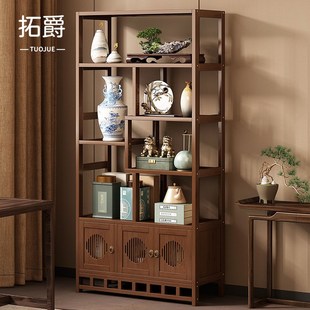 中式楠竹博古架茶室摆件茶具放置架子非实木多宝阁展示架仿古书柜