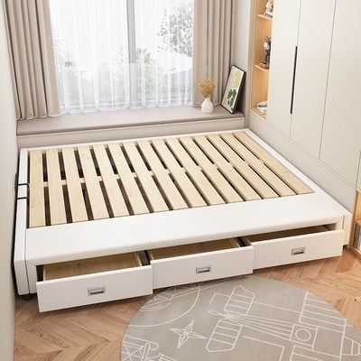 小户型榻c榻米床架子排骨架床带抽屉无床头床带储物空间床定制床