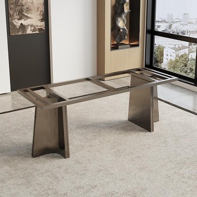 意式轻奢桌腿支架不锈钢餐桌腿岩板大理石底座奢T石茶桌架子支撑