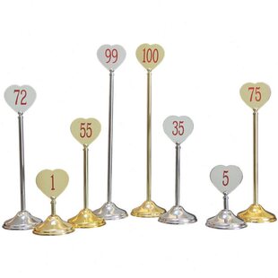 底座号桌号牌号心位牌不锈钢型台桌牌数字台牌号码牌加重金色叫席