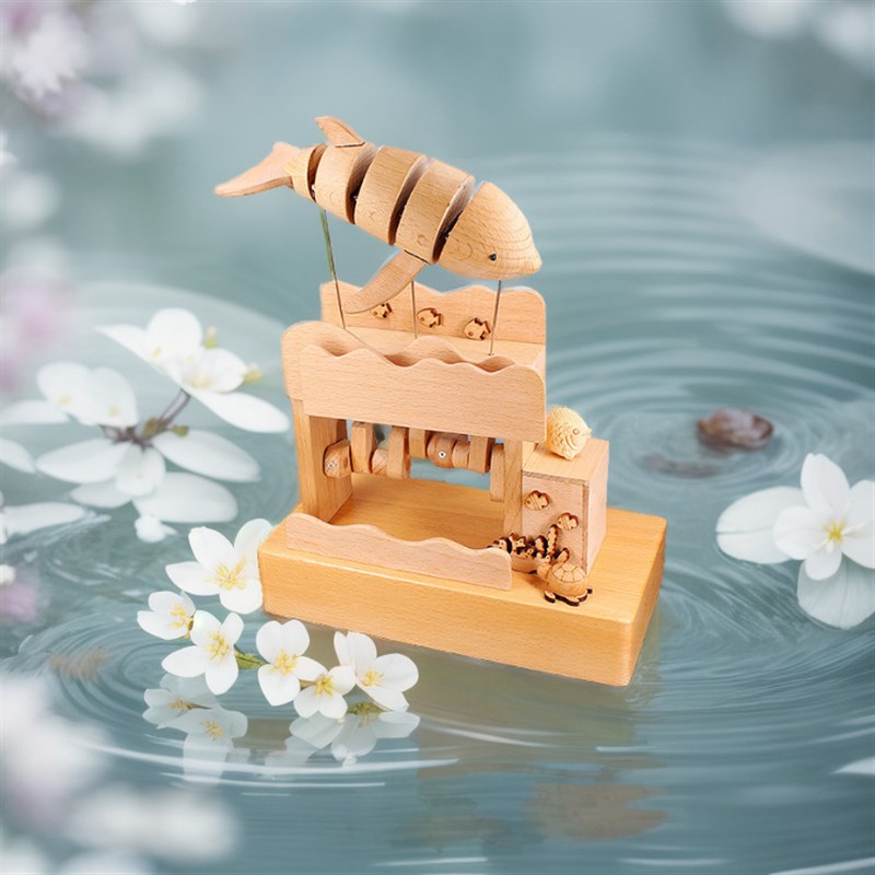 鲸鱼可爱创f意摆件节日生日礼物机械电动鲸鱼工艺品音乐盒