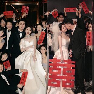 对联布置大喜结婚拍照灯笼囍字工具电梯小跟拍照道具字背景拍订婚