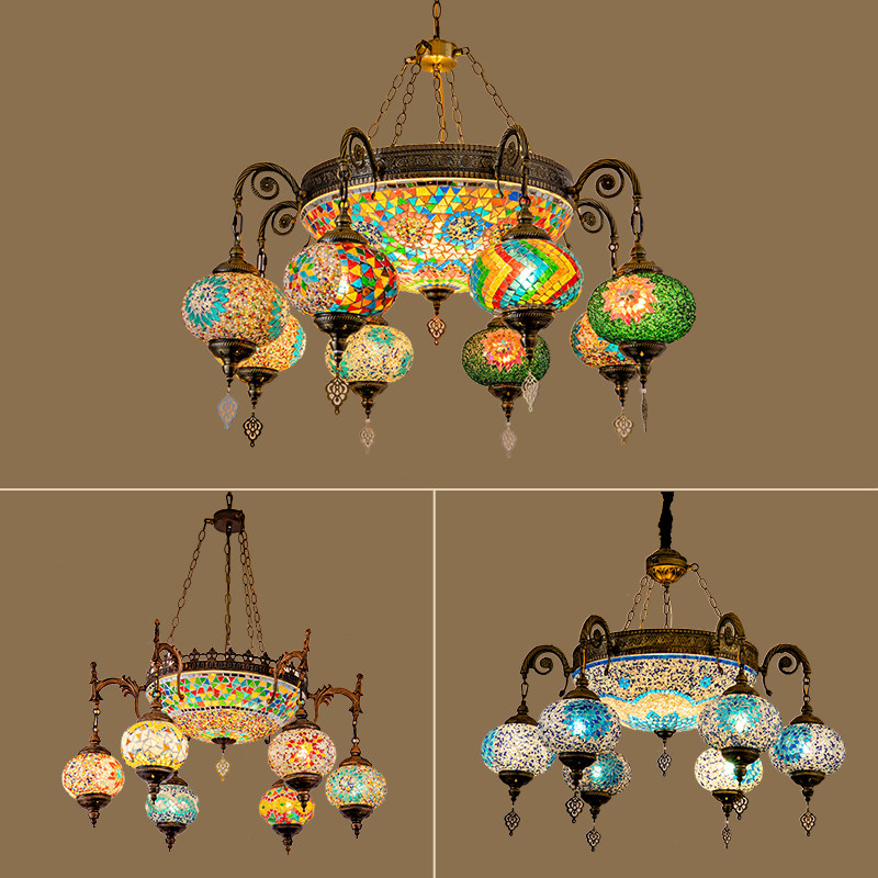 新疆餐厅吊灯彩色玻璃泰式土耳其阿拉伯异L域风格包间大厅客厅吊