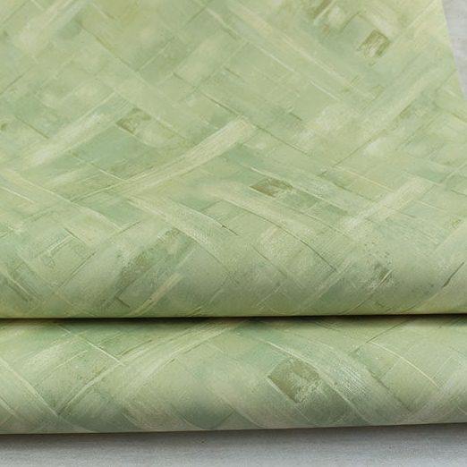 现货美国进口WQ纯纸墙纸新中式绿色竹编纹书房餐厅卧室背景墙壁纸