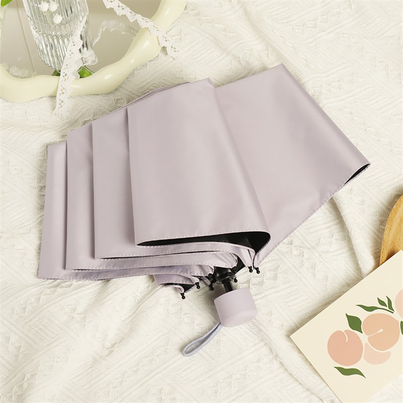 雨伞便携简约折i叠晴雨两用太阳伞女黑胶遮阳伞纯色伞定制广告log