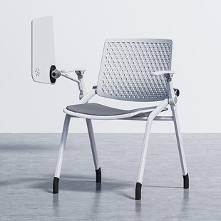 办公椅培训e椅折叠带写字桌板会议椅职员可移动翻板椅子滚滑轮凳